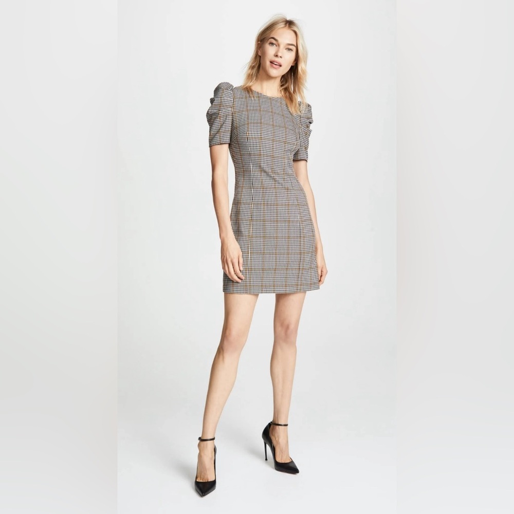 Amanda Uprichard Puff Sleeve Mini Dress In Westwick Plaid Size Small - Picture 2 of 13